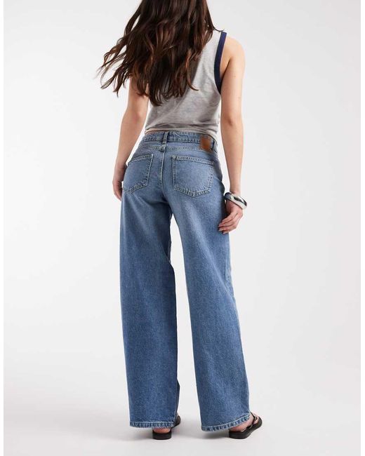Pieces Blue Selma Low Waisted Wide Leg Jeans