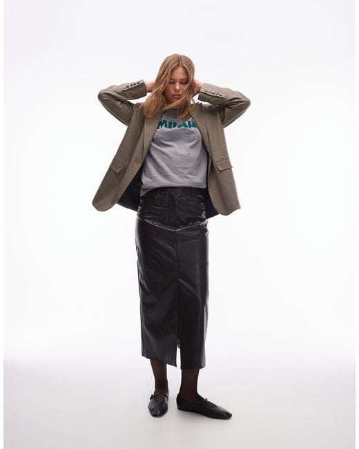 TOPSHOP Gray Milan Boxy Graphic Tee