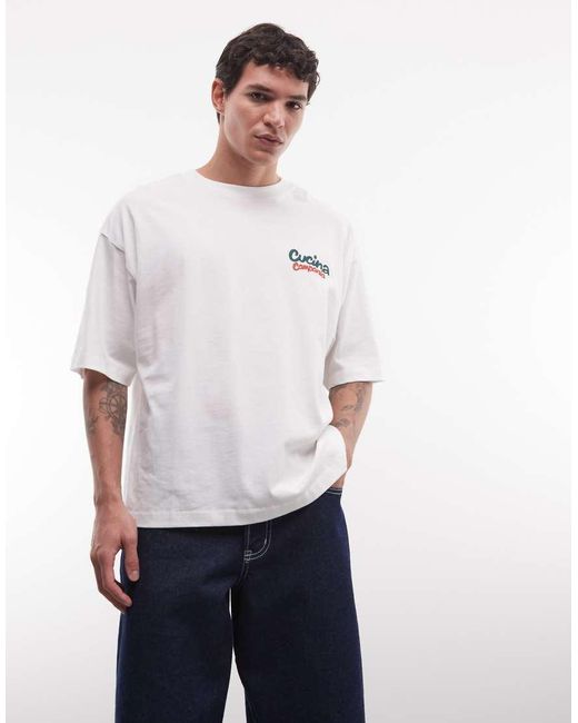 ASOS White Boxy Oversized T-shirt With Food And Drink Back Graphic for men