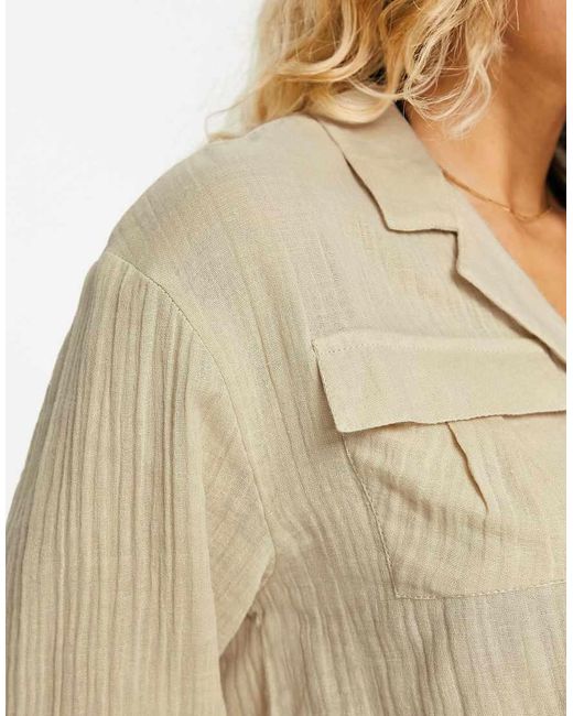 ASOS Natural Pocket Oversized Beach Shirt