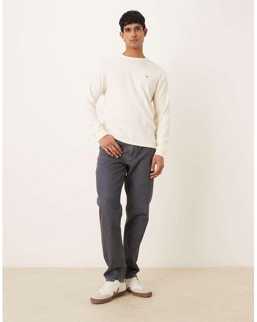 Calvin Klein White Badge Waffle Long Sleeve T-shirt for men