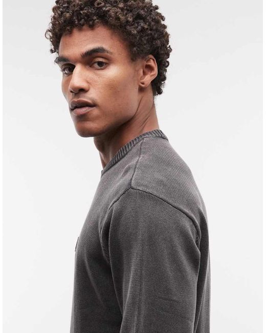 Huf Gray Pacific Embossed Logo Knitted Sweatshirt for men