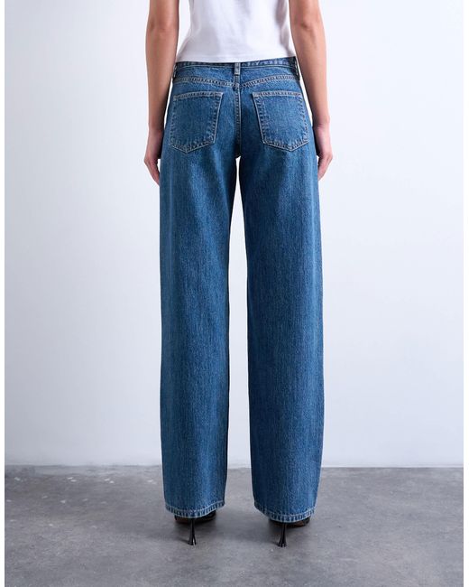 TOPSHOP Blue Ember Low Rise Straight Leg Jean