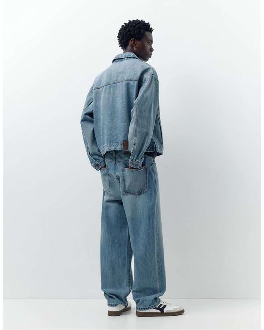 Pull&Bear Blue Denim Trucker Jacket for men