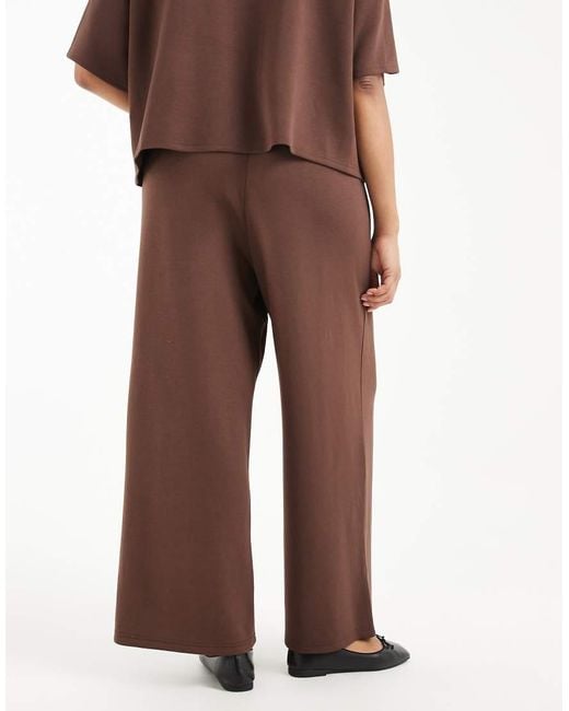 Pieces Plus Brown Pieces Curve Slouchy Wide Leg Joggers Co-Ord