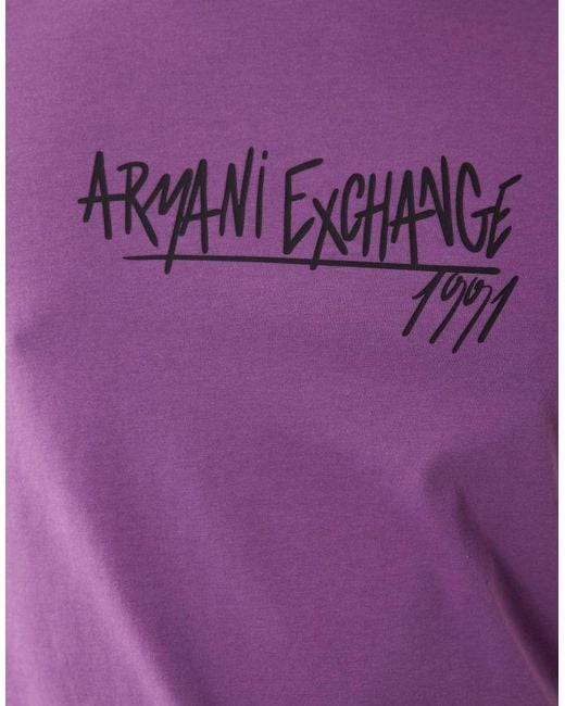ARMANI EXCHANGE Purple Central Logo T-shirt for men