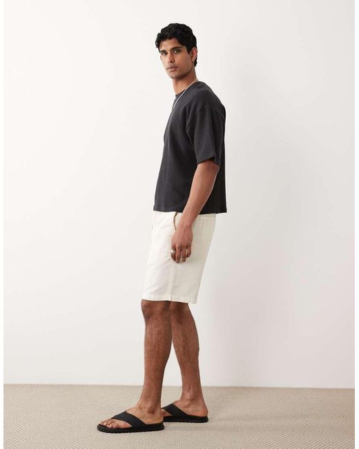 Mango Black Loose Fit Cotton Mix Draw String Shorts for men