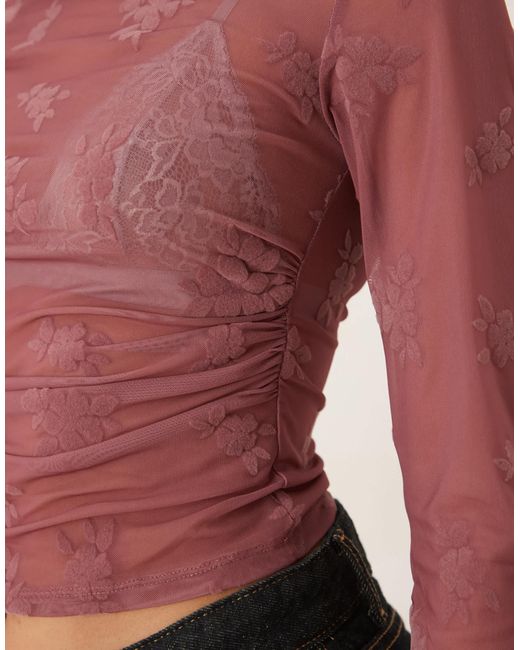 ASOS Red – hochgeschlossenes, langärmliges oberteil aus beflocktem material