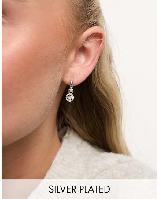 Accessorize Multicolor – creolen mit sterling-beschichtung und anhänger mit glitzerndem stein