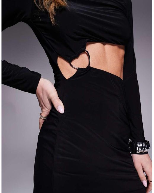 Vestito Corto A Maniche Lunghe Con Cut-Out di ASOS in Black