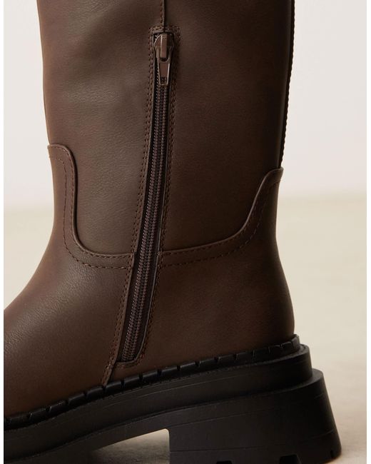 Cecilia - bottes hautes plates à semelle chunky - chocolat ASOS en coloris Black