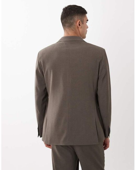 ASOS Brown Regular Double Breasted Suit Jacket for men