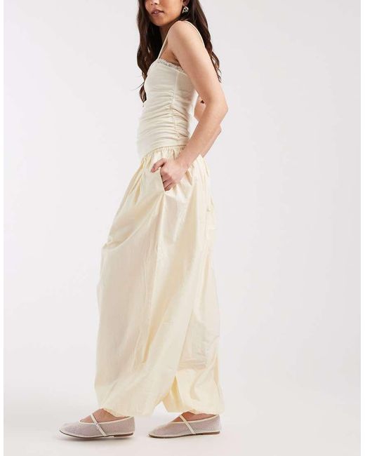 Aware Natural Woven Balloon Trousers With Cuffed Ankle