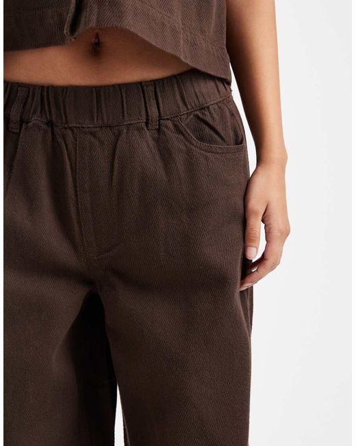 Pieces Brown Textured Twill Wide Leg Trouser Co-ord