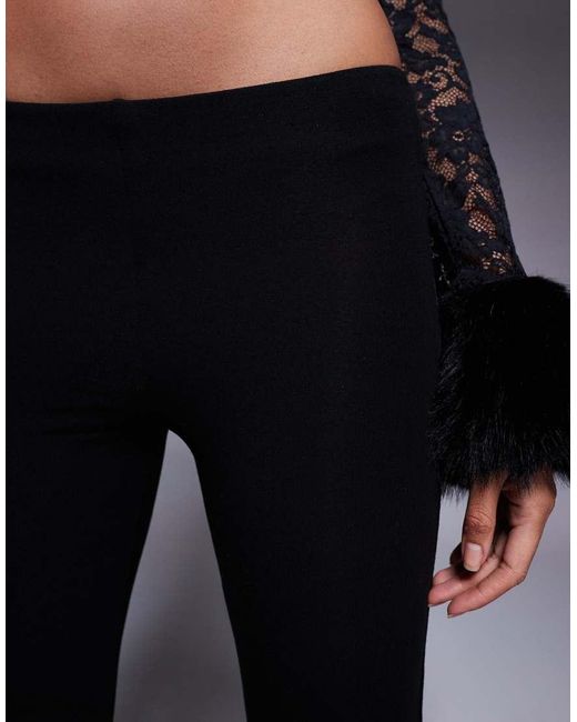 Oh Polly Black Mid-rise Flared Trousers