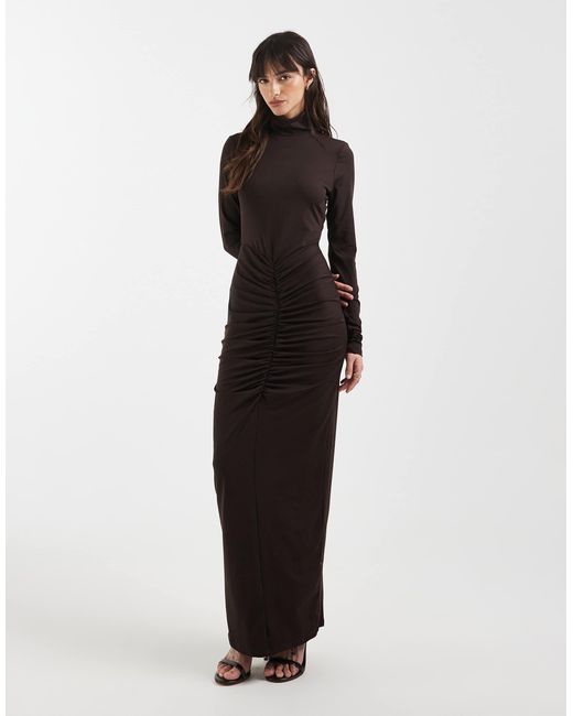 asos long sleeve formal dresses ASOS Design - Long Sleeve Satin Maxi Dress - Women - Polyester - 4 US