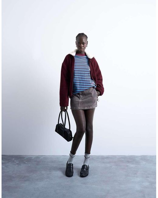 TOPSHOP Blue Stripe Oversized Deep Cuff Sweat