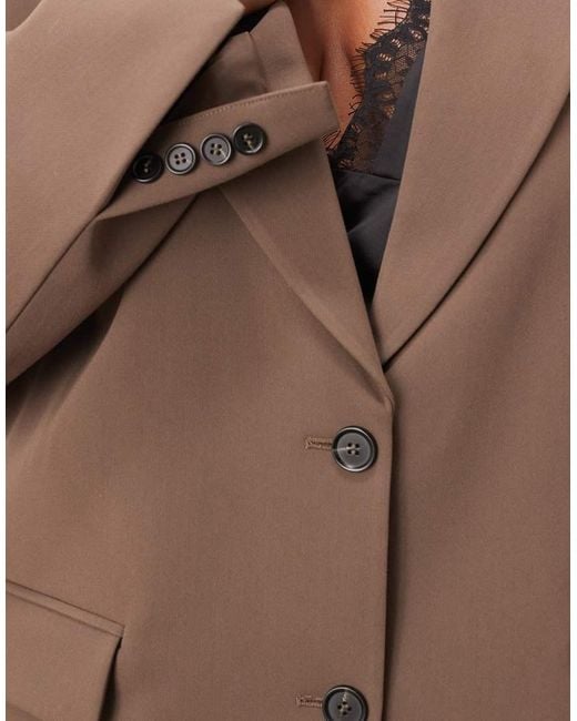 ARRANGE Brown Curve Oversized Single Breasted Blazer