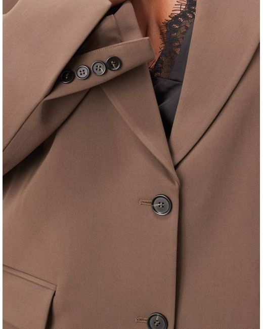 ARRANGE Brown Curve Oversized Single Breasted Blazer