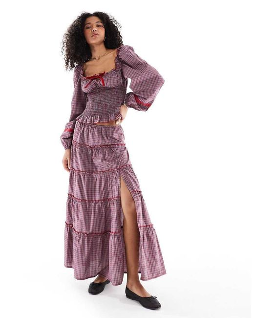Daisy Street Purple Low Rise Tie Maxi Skirt