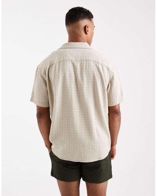 Only & Sons Natural Short Sleeve Linen Textured Shirt for men