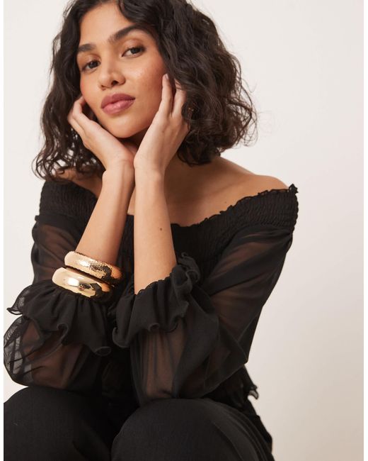 ASOS Black – langärmliges, gesmoktes oberteil