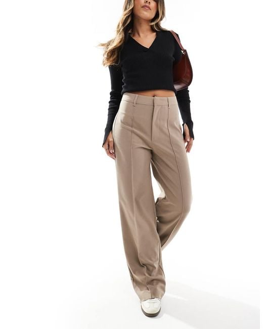 Pull&Bear Natural Straight Leg Tailored Trousers With Front Seam