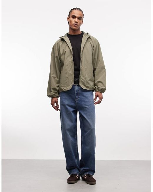 ASOS Green Oversized Hooded Windbreaker Jacket for men