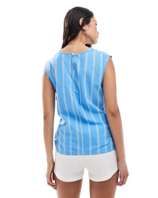 ASOS Blue Tie Front Top With Belted Waist