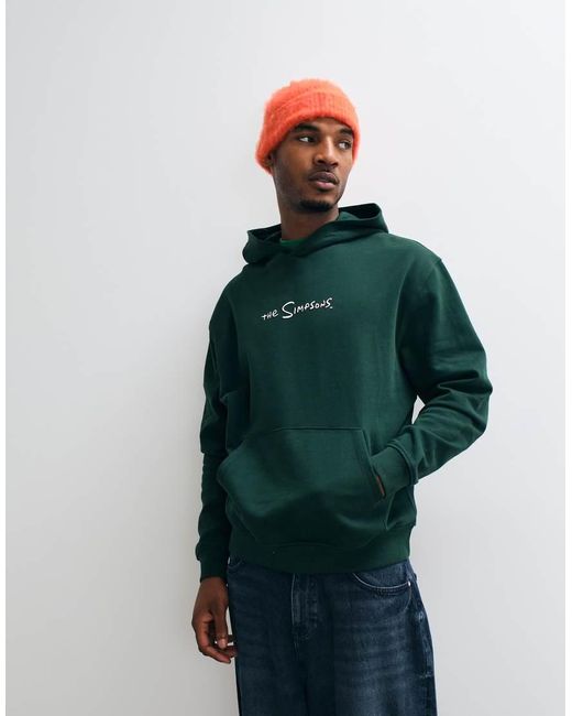 ASOS Green Relaxed Hoodie With The Simpsons Christmas Print for men