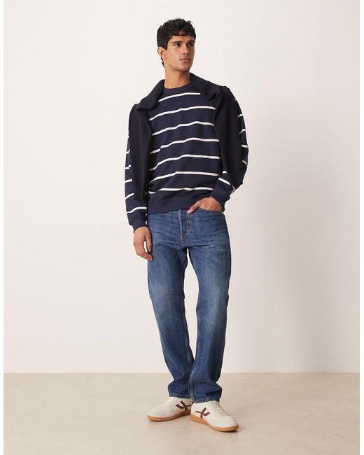 ASOS Blue Essential Striped Sweatshirt for men