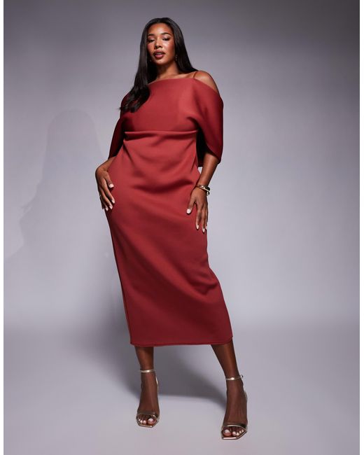 ASOS Red Asos design curve – midikleid aus neoprenartigem stoff