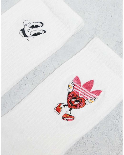 Adidas Originals – made by nelson – 2er-pack crew-socken mit herz-grafikprint in White für Herren