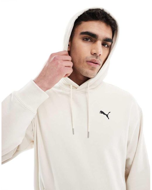 PUMA White Wardrobe Ess Relaxed Hoodie for men