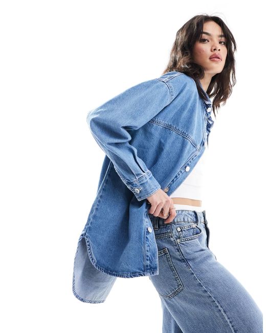 Veste en jean longue bershka new arrivals