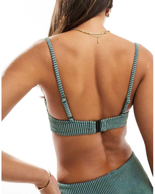 ASOS Blue Willow Waffle Texture Underwired Bikini Top