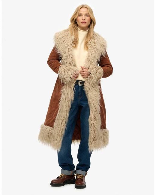 Superdry Blue Long Afghan Coat