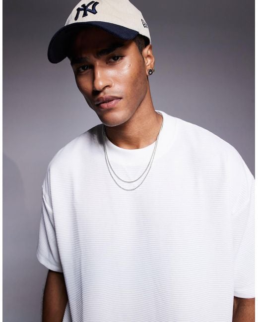 ASOS White Super Heavyweight Oversized Boxy T-shirt With Ribbed Fabric for men