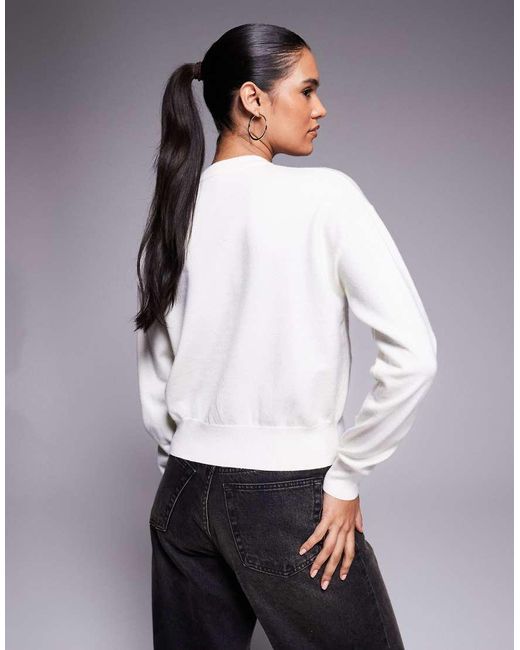 HUGO White Slogix Script Logo Knit Jumper