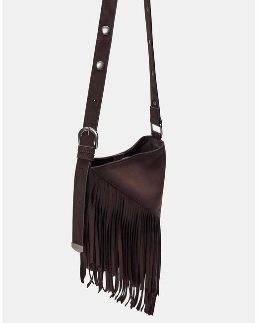 Pull&Bear White Fringed Crossbody Bag