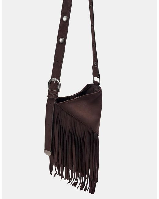 Borsa A Tracolla Con Frange di Pull&Bear in White