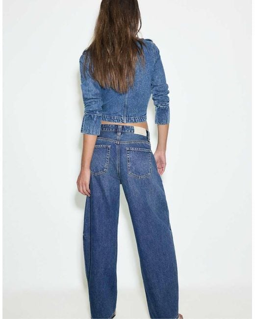 Stradivarius Blue D80 Barrel Fit Jeans