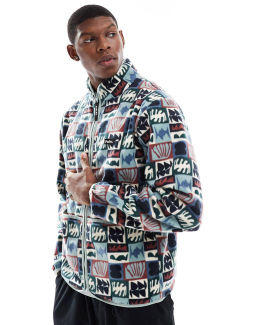 Parlez Multicolor Vassar Zip Through Printed Fleece for men