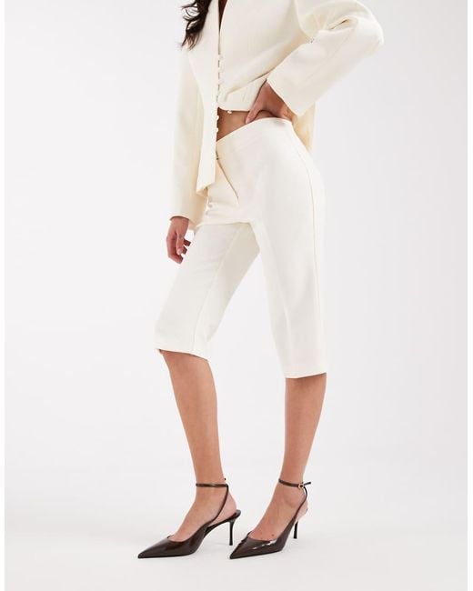 ASOS White Tailored Button Detail Capri Trousers