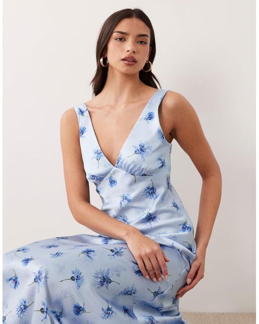 gina tricot blue dress Satin maxi dress - Blue - Women