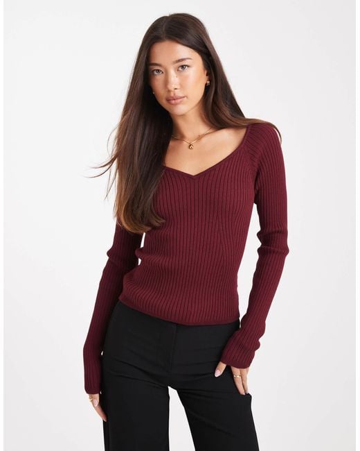 ASOS Purple Knit Structu V-neck Top
