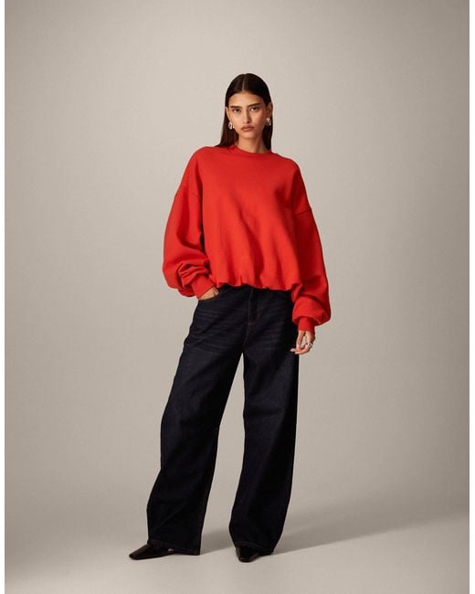 ARRANGE Red Bubble Hem Sweatshirt