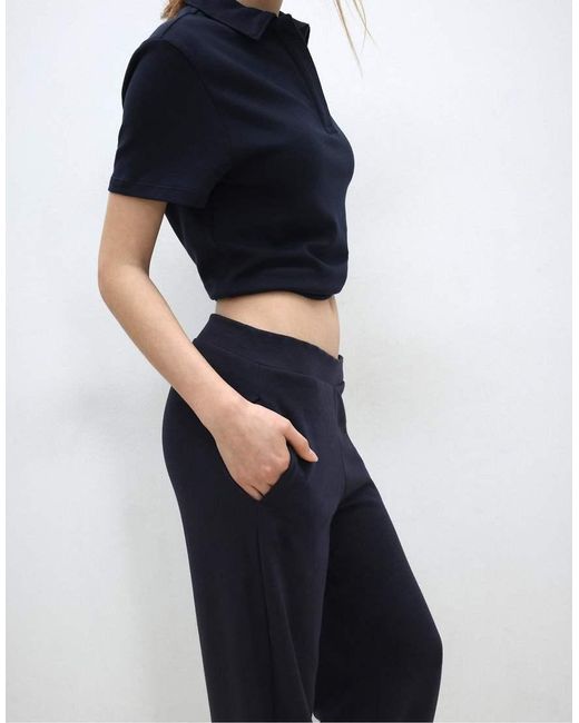 Stradivarius Blue Soft-Touch Formal Joggers
