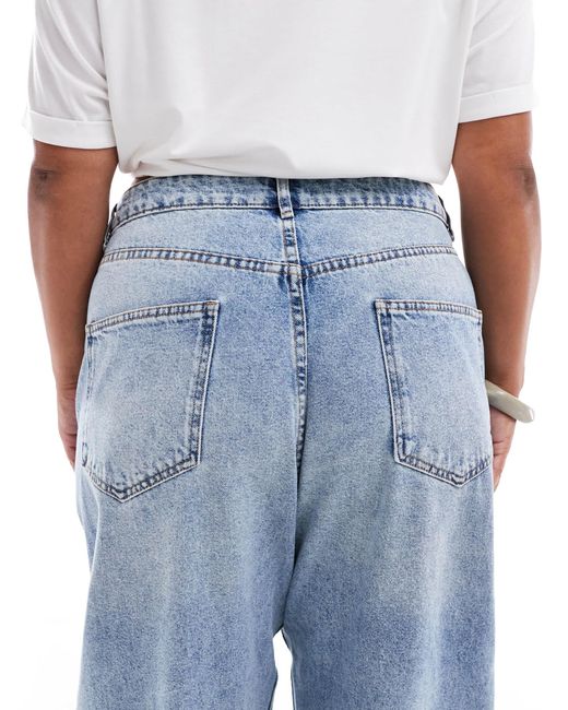 ASOS Blue Asos Design Curve Barrel Leg Jeans