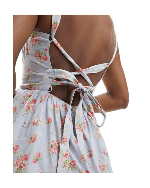 Abercrombie & Fitch White Tiered Maxi Dress With Lace Up Back